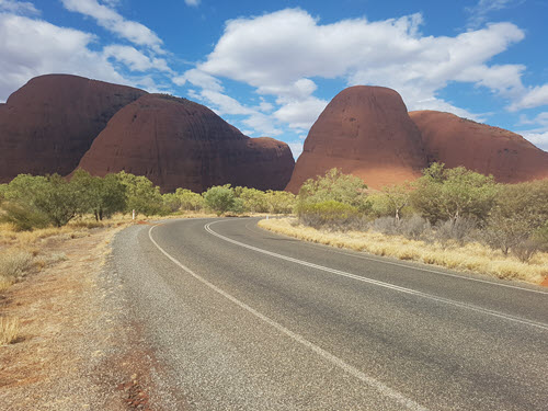 Approaching Mt Olgas