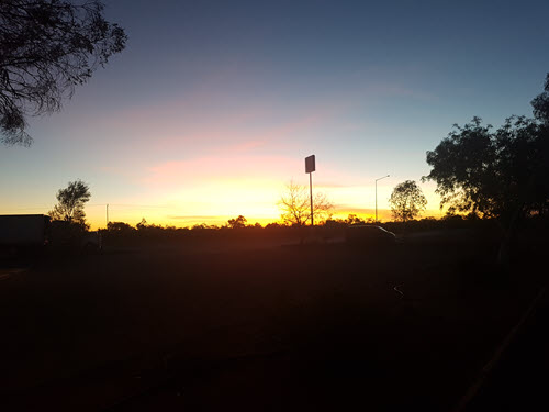 Sunset at Threeways on Stuart Highway